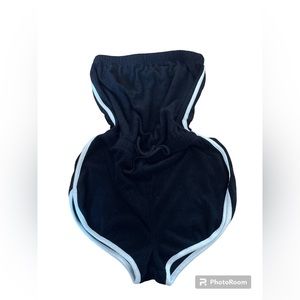 Garage white striped romper
/ bathing suit cover up